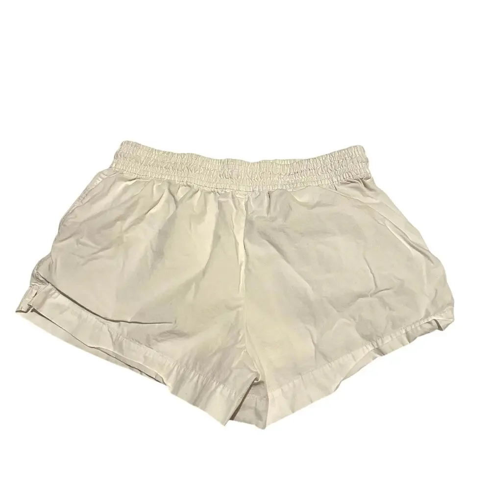 Athleta Girl Size XL 14 White 100% Cotton Athletic Shorts Elastic Waist